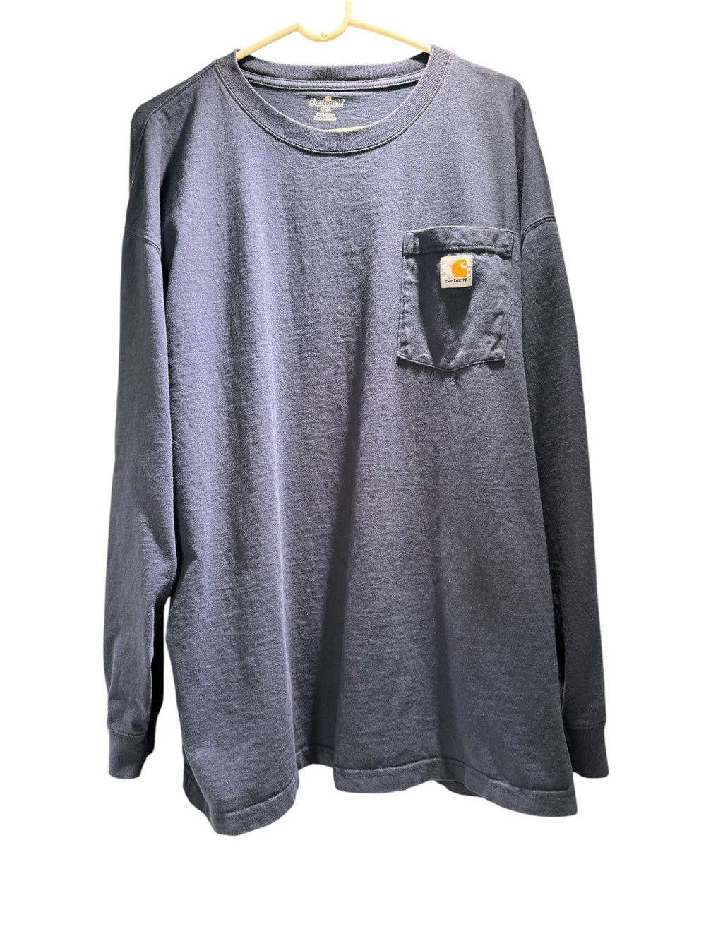 Carhartt Long Sleeve Pocket Tee - Navy Blue Size 2XL